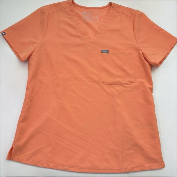 Figs Scrub Top Catarina One Pocket Scrub Shirt Women's Med‎ - Papaya Orange - Picture 3 of 7